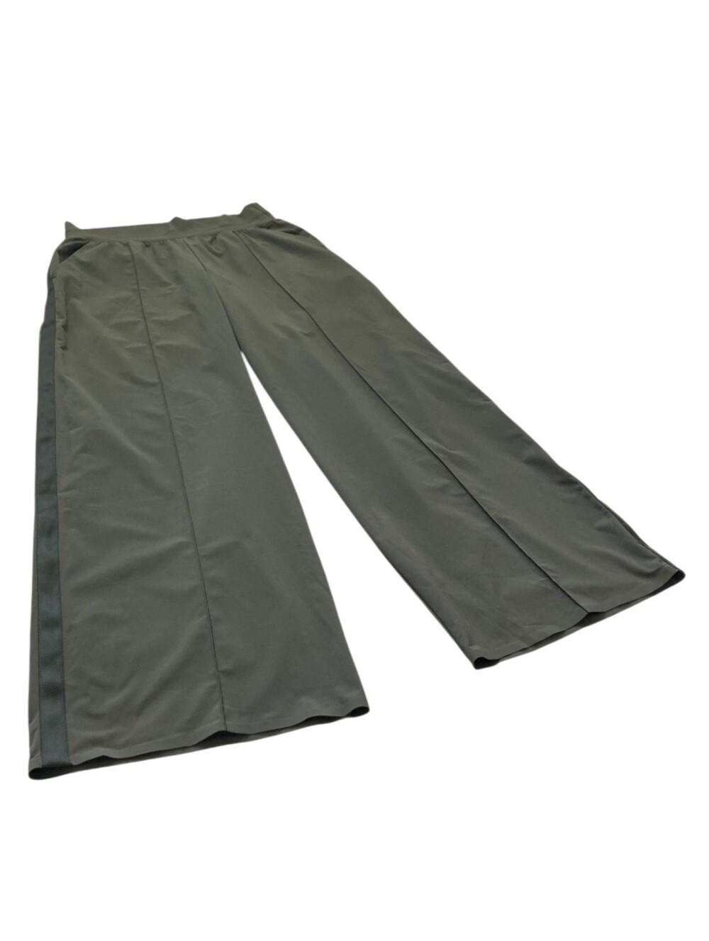 Athleta Nolita Wide Leg Pants 12 Tuxedo Stripe Olive Green Lightweight Trousers - Picture 9 of 12